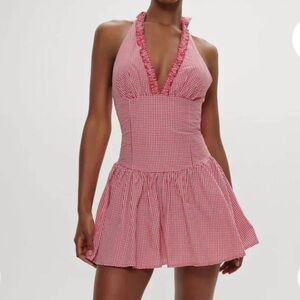 Frankie’s bikini scout Red Gingham Halter Dress